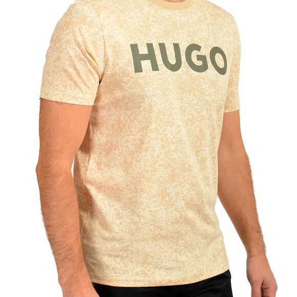 Hugo Boss Men's "Dandell" Beige Logo Print Short Sleeve T-Shirt US 2XL IT 56 - Picture 2 of 7